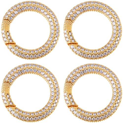 SUNNYCLUE 1 scatola Da 4 pezzi 20mm A A Molla Moschettone Rotondo In Metlega con Strass Oro Lucido CHIsusura A Scatto Ganci Anelli di Collegamento per Borse PortaCHIsavi Forniture Artigianali Ciondoli