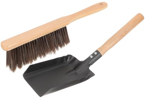 OSALADI Ensemble Pelle et Balayette pour Cheminée en Fer et Bois, Brosse de Nettoyage Multifonction, Taille Moyenne Légère, Kit D’accessoires pour Foyer et Poêle, Outil Pratique