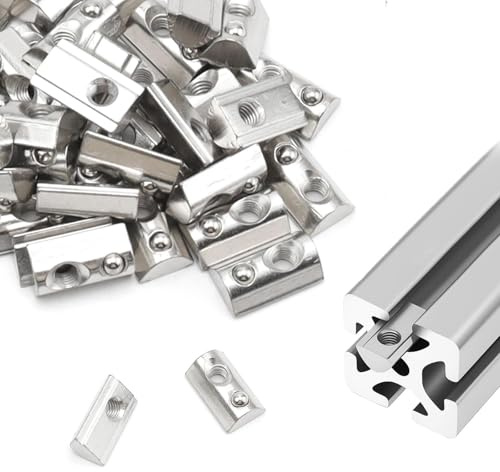 CHSEROK 50 Stück M6 Nutensteine, T Nut Schrauben, 40er Serie T-Nut Nutensteine, 8 Mm Nutbreite, Geeignet für Aluminiumprofile, Cnc-Bearbeitung und 3D-Druck