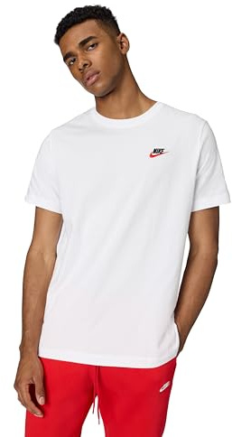 Nike M NSW CLUB TEE T-shirt, Hombre, white/black/university red, 2XL