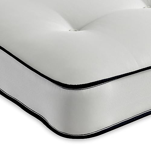 eXtreme comfort ltd Tufted Dual Sided Small Single Mattress 75x190cm, 17cm Deep Foam Free Open Coil Spring, Hand Tufted Damask Cover, Soft Comfort, UK Made Mattress in a Box