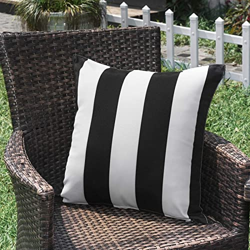 SK Studio 2 Stück Outdoor Kissen Wetterfest Wellen Gestreift Kissenbezug Sofakissen Dekorativ für Garten Sofa Wohnzimmer Bett Streifen Schwarz, 45x45cm | 45x45cm Wasserfest Sofakissen Dekokissen Kissenhülle für Terrasse Garten Sofa Wohnzimmer, Streifen Schwarz