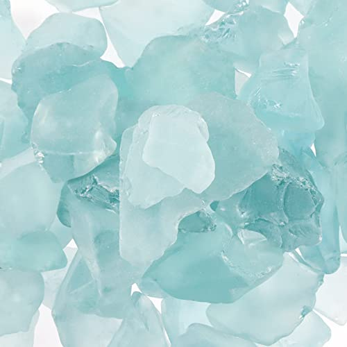 Ausluru 5LB Frosted Sea Glass Vase fillers Crushed Glass, Sea Glass Decor Ideal for Christmas DIY Craft, Aquarium Gravels, Home Decor Crushed Sea Glass Pieces for Beach Wedding, 0.7-3 Inch Turquoise