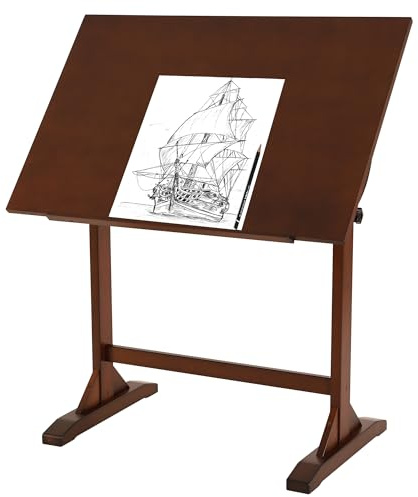 VISWIN Wood Drafting Table for Adults, 24'' x 35 Drawing Table with Adjustable Angle for Art Studio, 34 Height Solid Pine Wood Artist Desk for Drawing, Drafting, Writing, Reading, Sketching
