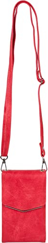 styleBREAKER Damen Mini Umhängetasche V-Klappe Karten | 10,5x18x4 cm Crossbody-Bag, 2 Hauptfächer, 6 Steckplätze, Reißverschlussfach, 76-139 cm Schulterriemen, Metall-Detail.