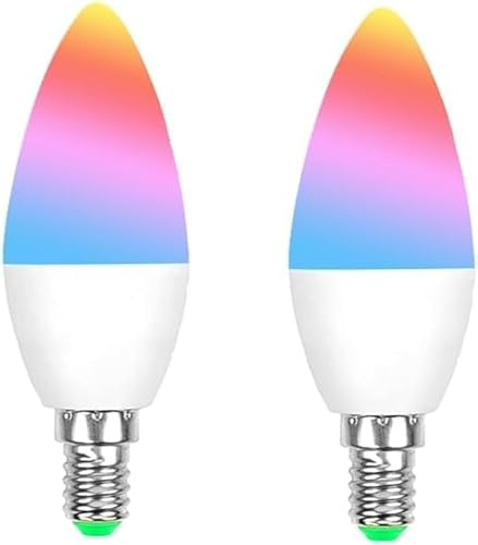 ngnsky Tuya - Bombillas LED inteligentes Bluetooth RGBCW regulables, sincronización de música E12, cambio de color, con control de aplicación para sala de estar, fiesta, paquete de 2