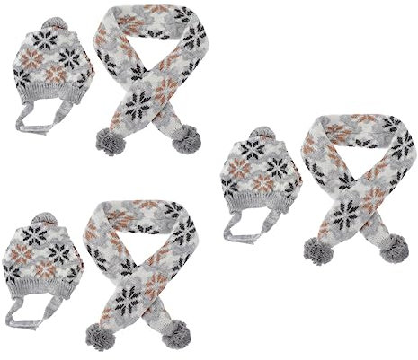 BESPORTBLE 3sätze Kreative Weihnachtsmütze Und Schal Für Haustiere Graue Hundekostüme Mit Schneeflocken-Design Warmes Teiliges Für Hunde Und Weihnachtsaccessoires Für Haustiere