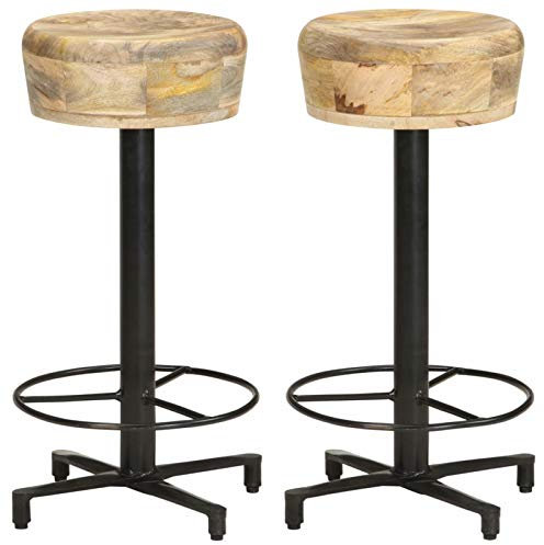 Homgoday Barhocker, 2 Stück, 66 cm, aus massivem Mangoholz, Stühle für den Außenbereich, Gartenmöbel, Terrassenmöbel, Modell 321962