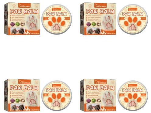 Pfotenbalsam 50ML für Hund Katze - Paw Balm Natürliche Pfotenpflege für Juckende Rissige Pfoten Pfotenschutz Hund Winter Nasenbalsam, Pfotencreme, Wundsalbe (4PCS,50G)