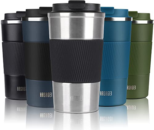 HASAGEI Travel Mug, Insulated Coffee Cup with Leakproof Lid - Vacuum Insulation Stainless Steel for Hot and Cold Water Coffee and Tea 510ml/380ml (Brushed Nickerl, 380ml)