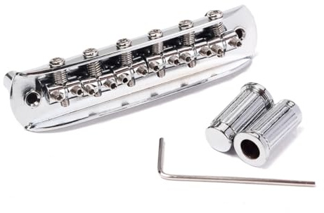 EPIGEIST Metall-gitarrensteg Gitarrensteg für Jazzgitarren Saitenhalter Archtop-gitarrensteg Halbakustischer Jazzgitarrensteg mit Schrauben und Mini-schlüssel Silber