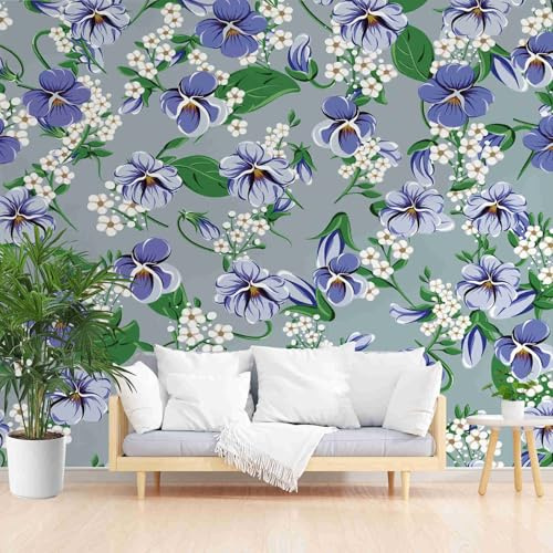 Dppyuxa Realistic Pansy Mural Photo Wallpaper Botanical Accent Wall Murals for Living Room Bedrooms 400x280 cm Mural Wallpaper Backdrop Wall Interior Decor 3D Effect Murals Restaurant