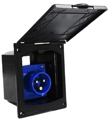 Zilimontt Presa a 3 poli integrata, 16 A, sistema di connessione di alimentazione impermeabile IP44, con connettore, per camper, roulotte, rimorchio, campeggio, uso esterno