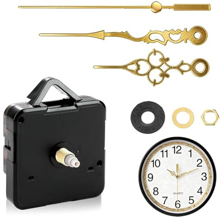 Riparazione Meccanismo Orologio da Parete in Quarzo Silenzioso, con Lancette Dorate, Meccanismo di Movimento al Quarzo di Alta Precisione,per Fai Da Te e Sostituzione