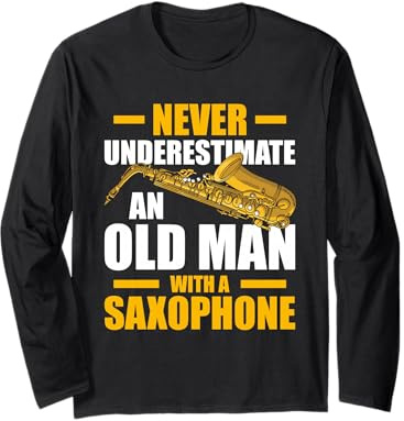 Old Man with a Saxophone Player Long Sleeve T-Shirt