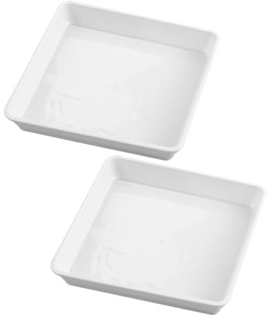 GALPADA Vassoio Quadrato Raccogli Gocce in Plastica Bianca 40X40 CM, 2 Pezzi, Sottovasi per Piante da Esterno e Giardino, Vassoi Resistenti per Vasi Medi