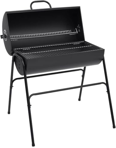 LoogCape Barbecue with 2 Cooking Grates Black 80 x 95 x 90 cm Steel for Outdoor Balcony Patio Camping Meat Vegetables Sandwich Steak Burger Fish