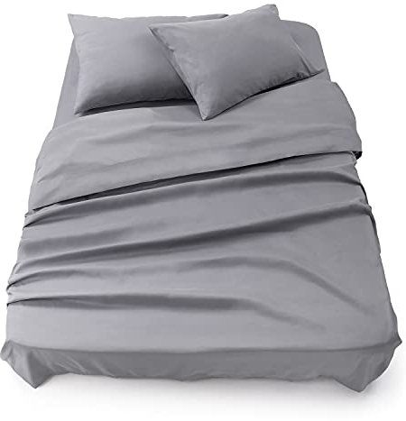 Blumtal Juego de Sábanas - Set de 4 Piezas, Sábana Bajera Ajustable Cama 150, Encimera 240x275 + 2 Fundas de Almohada 50x80cm, Gris