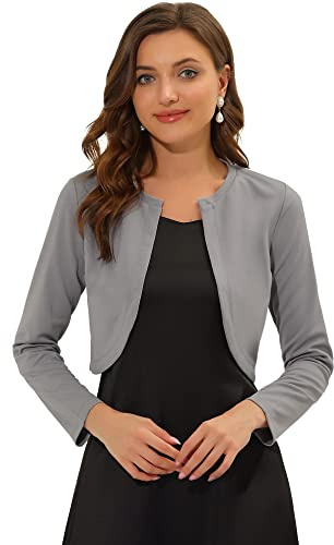 Allegra K Women's Bolero Shrug Long Sleeve Open Front Lightweight Cropped Cardigan Fall Work Tops