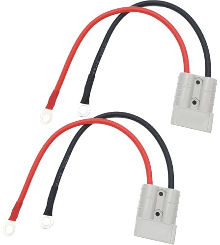 CESFONJER Battery Connector, 50A Battery Quick Connect Disconnect Connector Plug with 10AWG O Ring Battery Connector Cable, for Electric Forklift, Motorhome, Tractors (2 pcs)