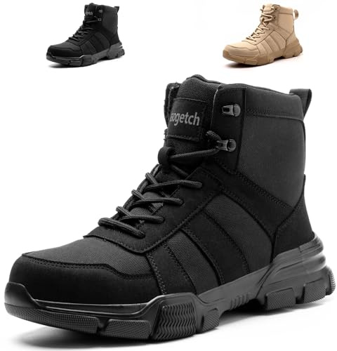 Nasogetch Chaussures de Sécurité Homme Femme Montante Légère Bottines de Sécurité Embout Acier Protection Bottines de Travail Noir 41 EU 255