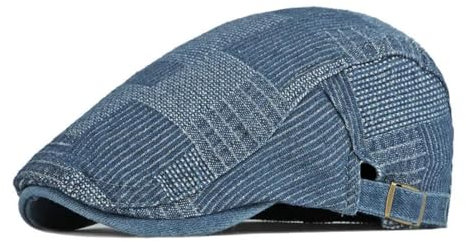 WOYUANSHA Barett Baskenmützen Für Herren Mode Baumwolle Geometrische Newsboy Caps Männer Flache Schirmmütze Frauen Maler Baskenmütze Hüte 55-60Cmwear Blau