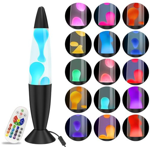 AONESY Lavalampe Led Lavalampe mit Fernbedienung 17 Farben ändern sich Lavalampen Weißes Wasser Weißes Wachs Lavalampe Nachtlicht Geschenk für Weihnachten Geburtstag Valentinstag