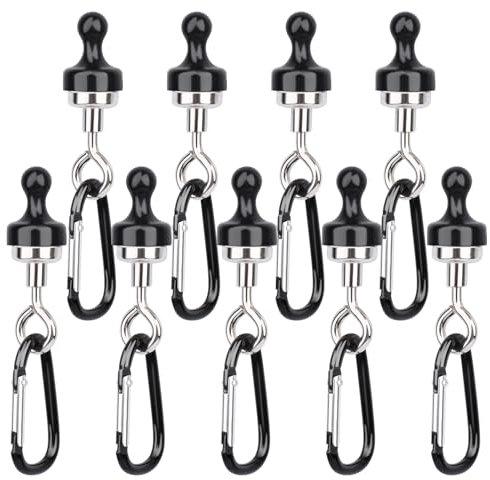 MIN CI 12 ganci magnetici neri extra forti, ganci magnetici per campeggio, magneti al neodimio, forte supporto magnetico, gancio magnetico per cucina, ufficio, gancio rimovibile da campeggio