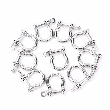 manille à chape, Manille en acier inoxydable, petite manille, 10 pièces/lot en acier inoxydable en forme de D, boucle d'ancrage, goupille à vis for paracorde, camping en plein air, bracelets de corde