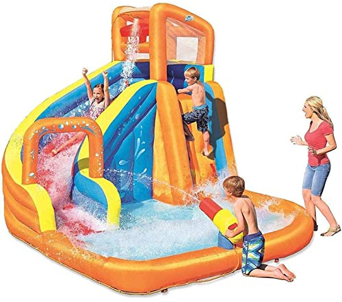 IXMLDAXD bouncy castle， Thickened Fabric Bouncy Castle Safety and Health Inflatable Bounce House Large-Scale Playground with Water Slide Water Gun