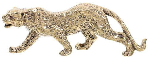 JECOMPRIS Retro Messing Leopard Figurine Kleine Vintage Tierstatue Langlebige Deko für Wohnzimmer Büro und Schreibtisch Kompakte Messingkunst für Stilvolle Inneneinrichtung