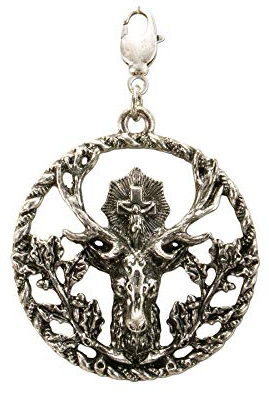 Alpenflüstern Trachten-Anhänger Hubertus rund für Charivari oder Trachtenkette (antik-silber-farben) AAH173