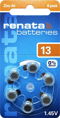 120 x Renata Talla 13 Pilas para audífonos 20 x 6 blíster PR48 Naranja 1,45 V ZA13.DP6