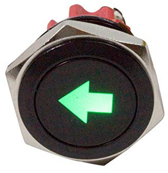 Alpinetech PLB16MS 16mm 5/8 12V LED Metal Signal Indicator Pilot Dash Light (Single Arrow)