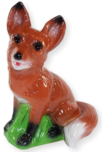 RAKSO Deko Garten Figur Dekofigur Gartenfigur Tierfigur Fuchs sitzend aus Kunststoff Höhe 28 cm