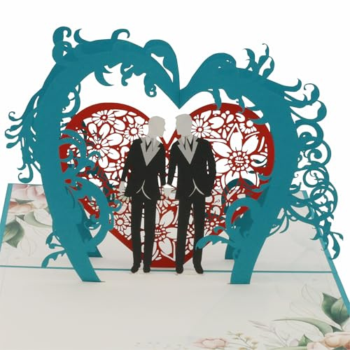 Coppia di sposi uguali per matrimonio, matrimonio, San Valentino, marito, mr.Mr, gay wedding, biglietto pieghevole 3D, biglietto pop-up, biglietto di auguri