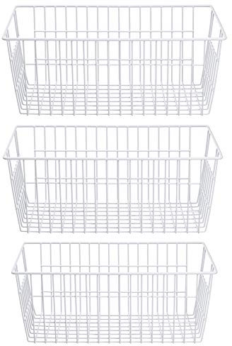 SANNO Bauernhaus-Organisator Aufbewahrungskörbe Große Organisator -Behälter Robuster Metallkorb Speisekammer-Organisator Aufbewahrungskörbe für Küchenschränke, Speisekammer - 3er-Set
