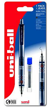 Uni-Ball Kuru Toga M5-450T Self-Sharpening Mechanical Pencil. Premium Propelling Ultra Strong Diamond Infused Leads for Technical Drawing, Writing, Arts and Crafts & 12 Lead Refills. Fine 0.5mm