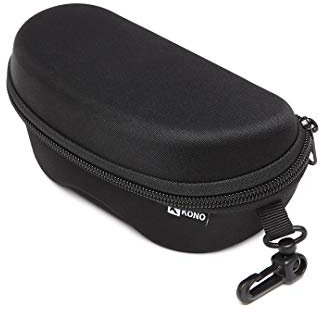 Kono Hard Shell Glasses Case Portable EVA Zipper Sunglasses Storage Bag with Belt Clip (Black)