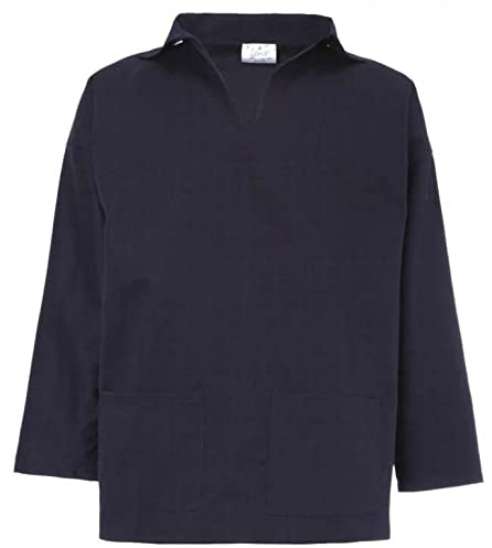 YARMO Smock, Unisex Fishermans Traditonal V-Neck - Navy - Small - SM0304