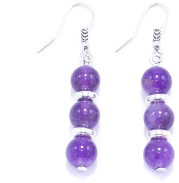 NILUXE DESIGN -Pendientes Mujer Piedras Naturales Semipreciosas Gancho Plata 925 - Pendientes Colgantes Largos Piedra Energética Curativa- Gemas Semipreciosas Amuleto Protector