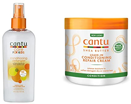 Cantu Conditioning Detangler for Kids, Shea Butter 177 ml & Shea Butter Leave in Conditioning Repair Cream 453 g