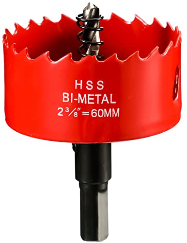 Lochsäge 60 mm, Bimetall Schnitttiefe HSS M 42 Lochschneider zum Schneiden von Holz, Kunststoff, Trockenbau, Gipskarton und weichem Metallblech