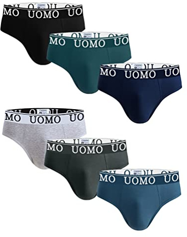 Channo Slips en Coton pour Hommes Uomo - Lot de 6, Multicolore, M
