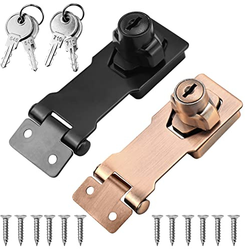 Verrou Porte Avec Clef 2pcs, Moraillon Loquet de Porte Cadenas et Loquets Moraillon de Verrouillage pour Porte, Meubles, Armoire, Tiroir, Placard