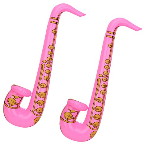 WedDecor Aufblasbare Gitarre Saxophon Spielzeug Gefälligkeiten Ballon, Musikinstrumente Zubehör für Kinder und Erwachsene Party Dekoration, Junggesellinnenabschied, 2 Stück, Rosa