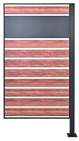 DWD Single Wheelie Bin Hideaway 120L, 240L Bin Privacy Screen Steel Powdercoated Matt Grey RAL7016 & UV Printed Wood Effect Slatted Panels 1 Section add on make your own Outdoor Fence 130CM X 75CM