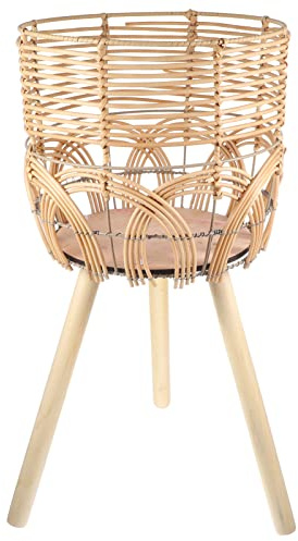 Cabilock Bambus Pflanztopfständer mit Beinen, Geflochtene Struktur | Beige, Bambus, Rustikale Optik, Stabile Ausführung, für Blumen und Pflanzen