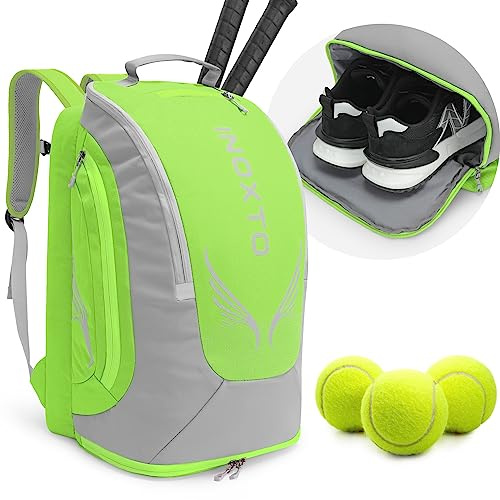 INOXTO 40 L Tennis-Taschen für Frauen und Männer, großer Tennisrucksack bietet Platz für 2 Tennisschlägers, wasserdichte und atmungsaktive Picknick-Tasche mit unabhängiger Schuhaufbewahrung für Tennis