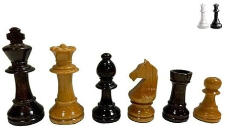 Piezas de ajedrez Europa plomadas competición, Tamaño 6, Nogal, Brillante, Ideal para Aficionados y Clubes, Piezas de ajedrez para niños y Adultos, Piezas de ajedrez, Juego de Ajedrez de Madera